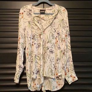 White Floral Print Blouse